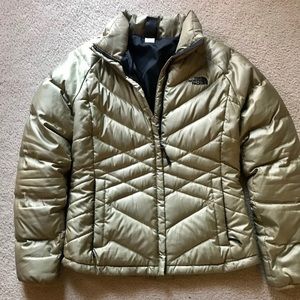 North face -green’gold tone down jacket
